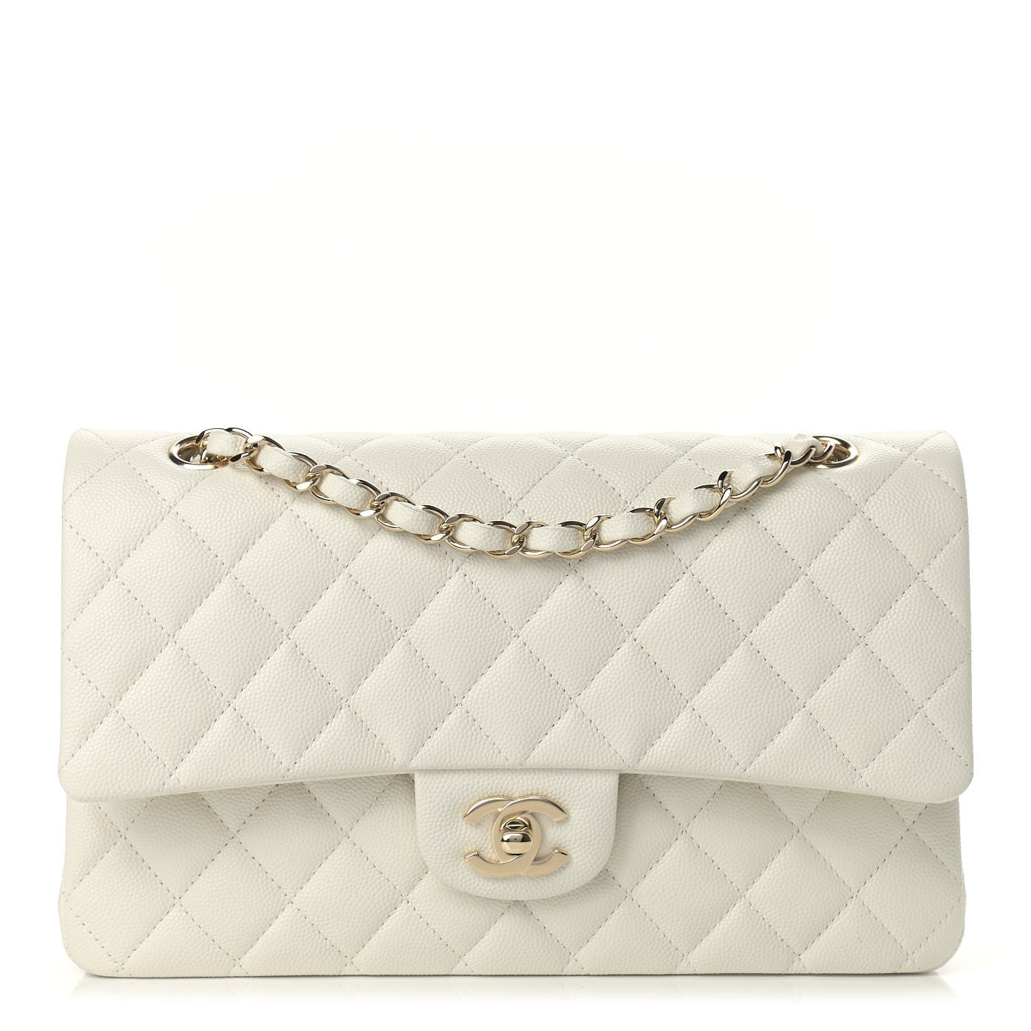 Chanel Caviar Quilted Medium Double Flap White 1 of 10