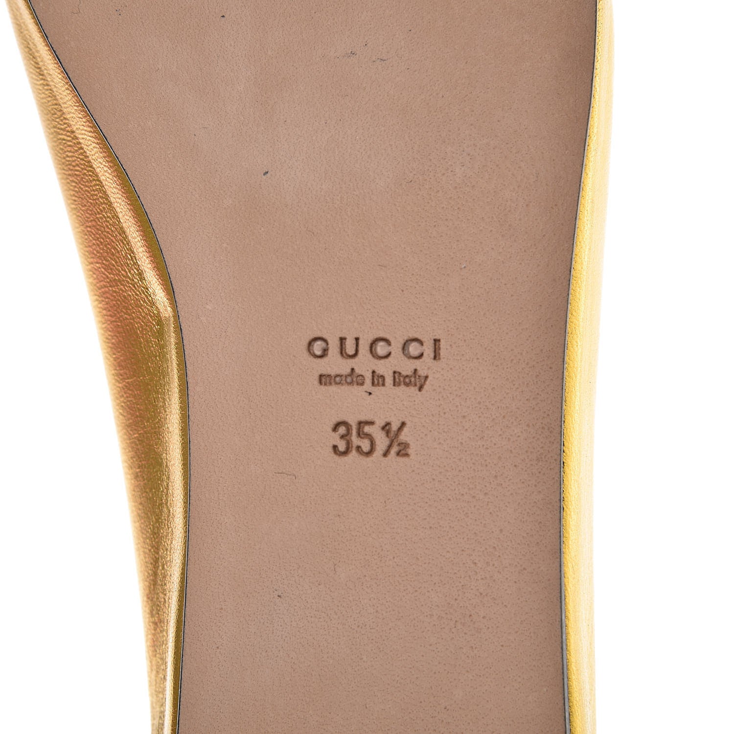 Gucci Metallic Nappa Patent Hannelore Detachable Platform Sandals 35.5 Gold 17 of 17