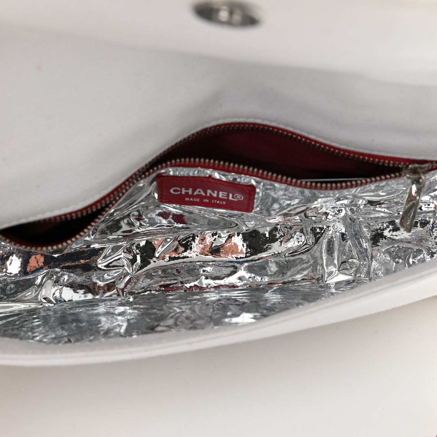 Metallic Lambskin Canvas CC N°5 Flap White