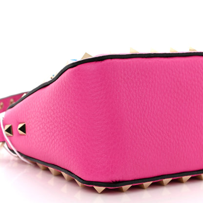 Valentino Garavani Pebbled Calfskin Small Rockstud Flip Lock Shoulder Bag Pink PP 8 of 10