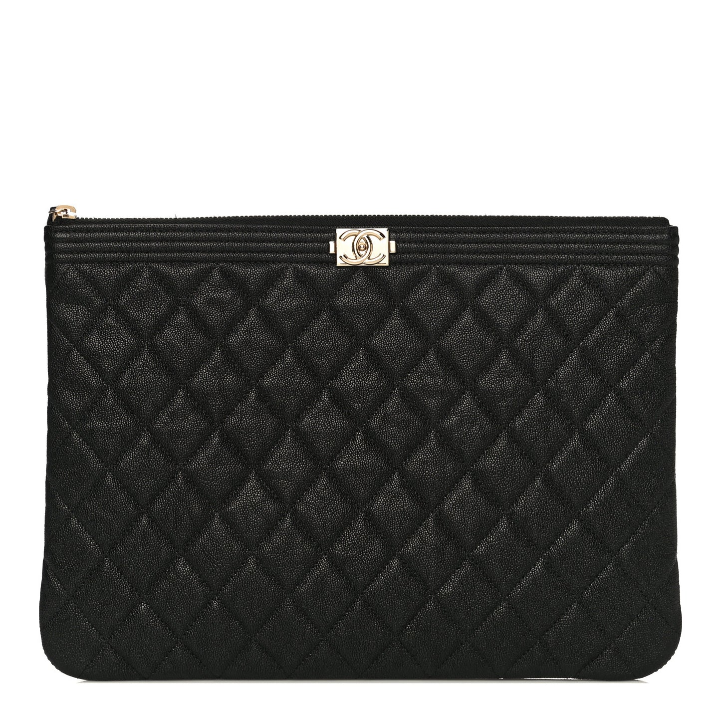 Caviar Quilted Medium Boy Cosmetic Case Black