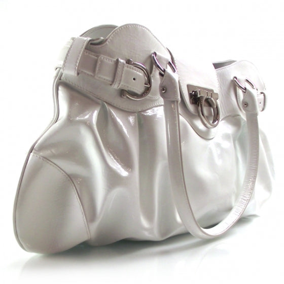 FASHIONPHILE SALVATOREFERRAGAMOPatentToteWhite 3 of 12