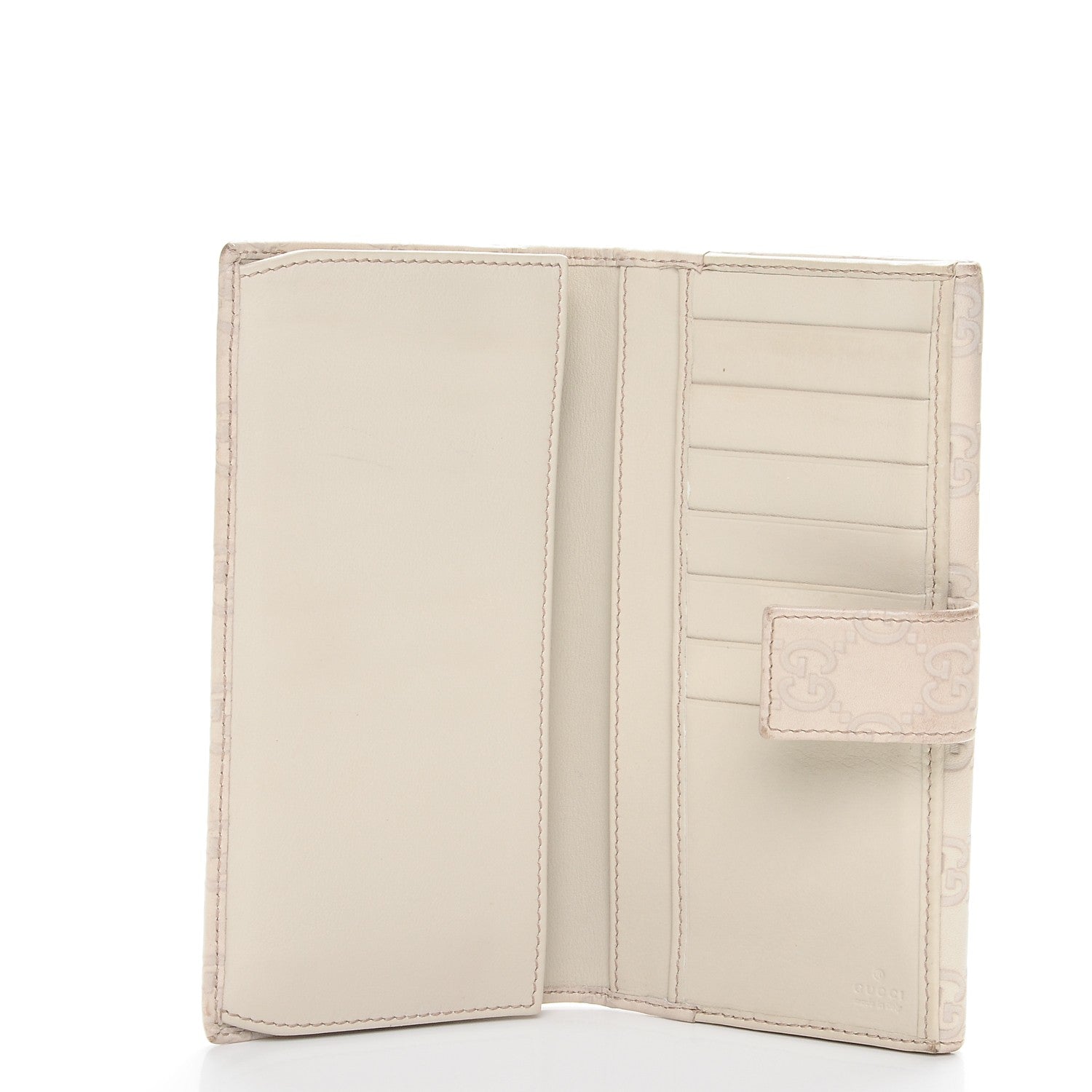 Gucci Guccissima Margaux Calfskin Metal Bar Continental Flap Wallet Mystic White 5 of 10