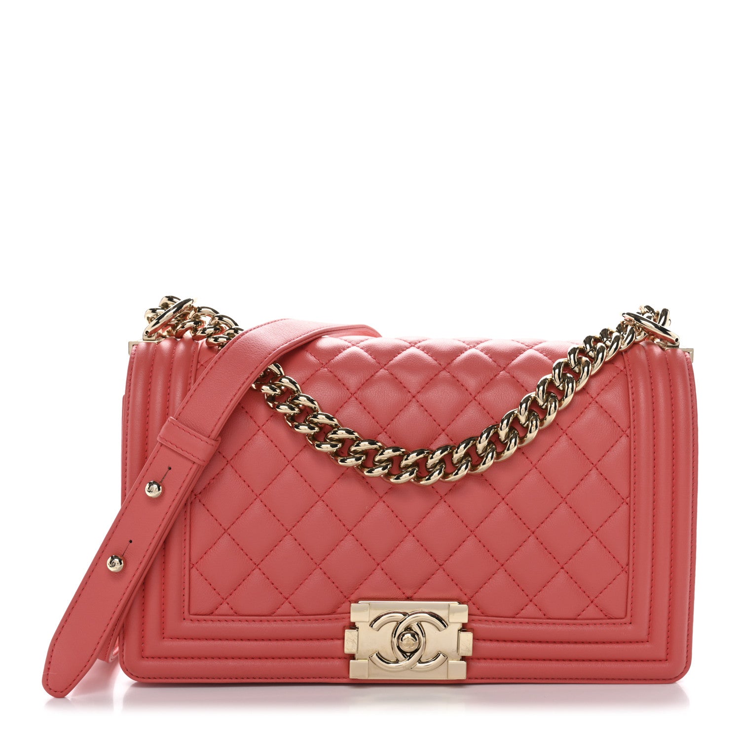 Chanel Calfskin Quilted Medium Boy Flap Coral 1 of 10