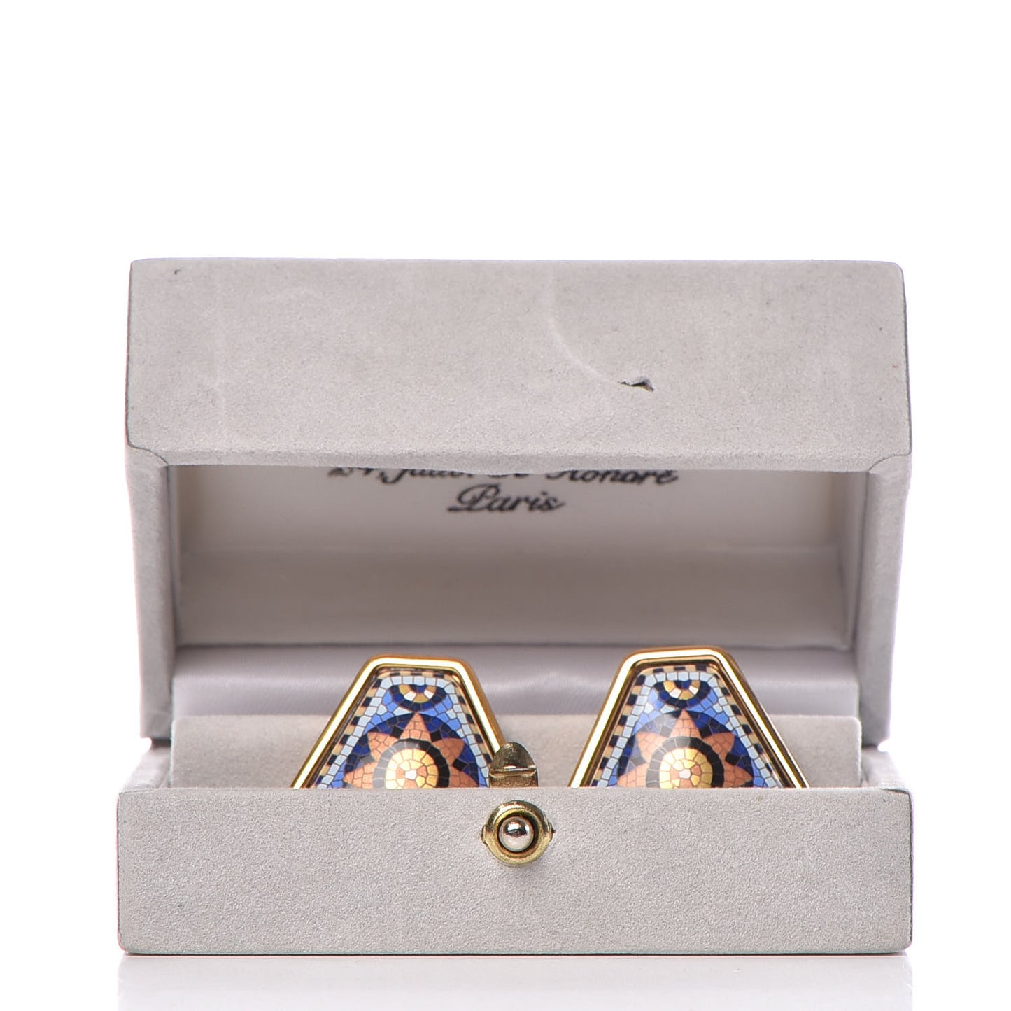 Printed Enamel Clip On Earrings