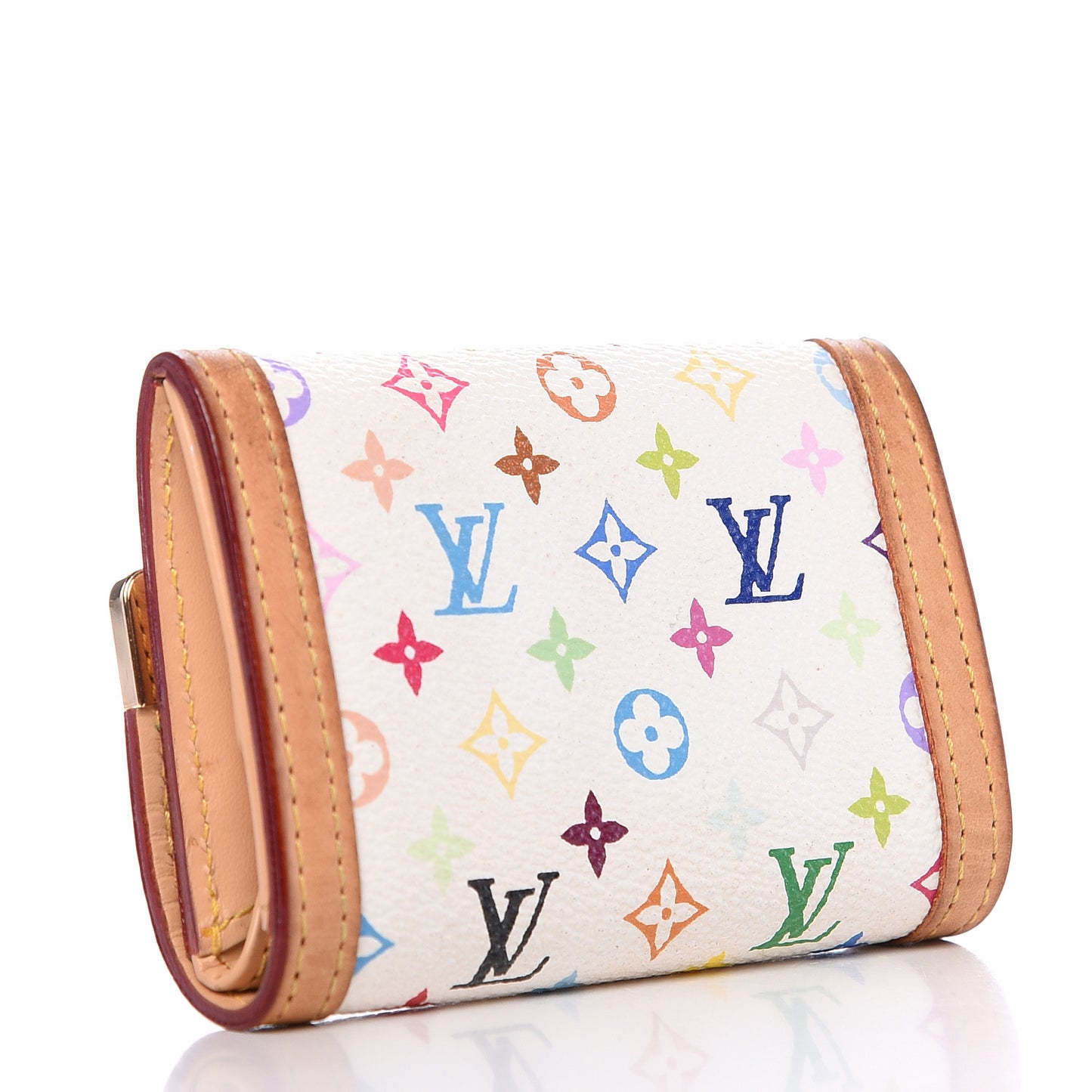 Monogram Multicolor Porte-Monnaie Plat Coin Purse White