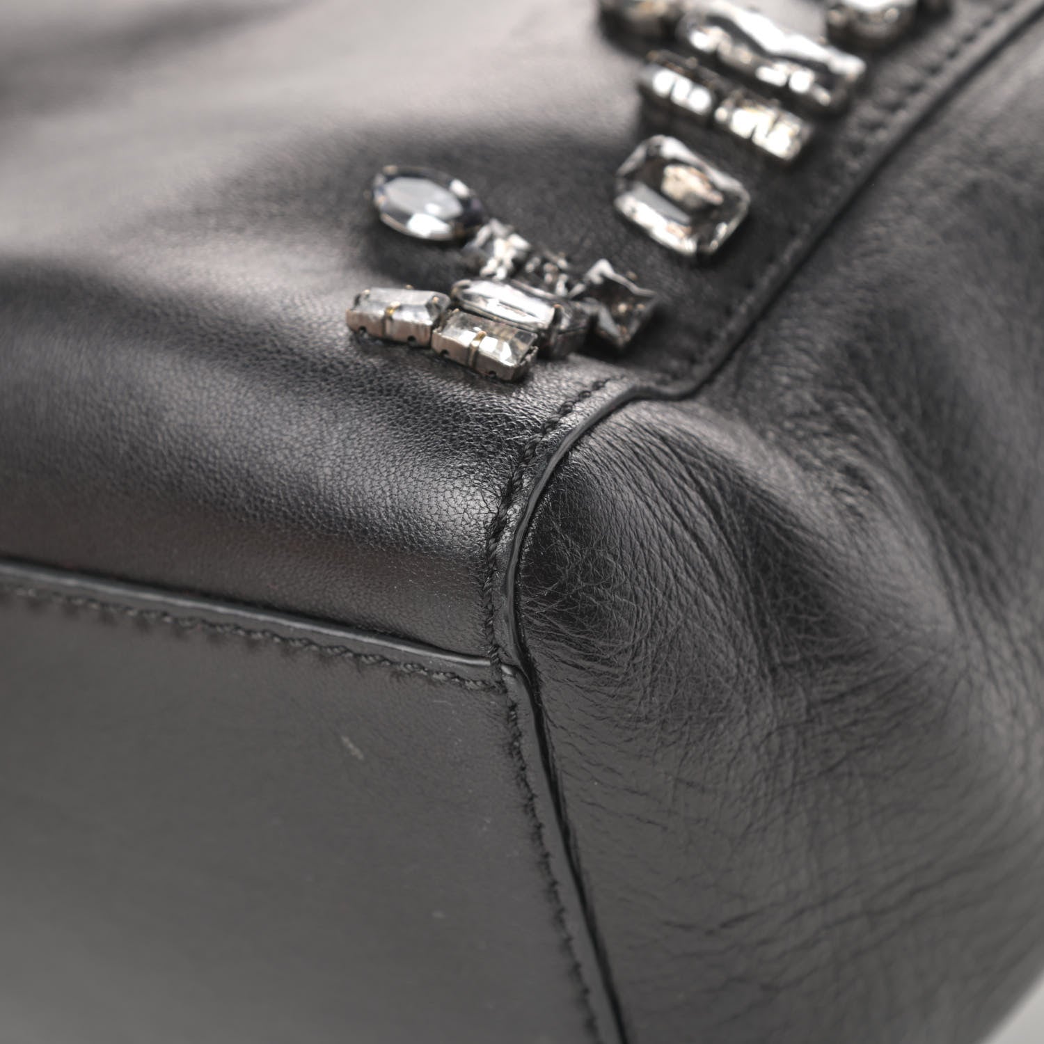 Valentino Garavani Lambskin Crystal B Diamond Tote Black 10 of 21