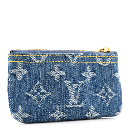 Louis Vuitton Monogram Denim Key Pouch Denim Blue 3 of 9