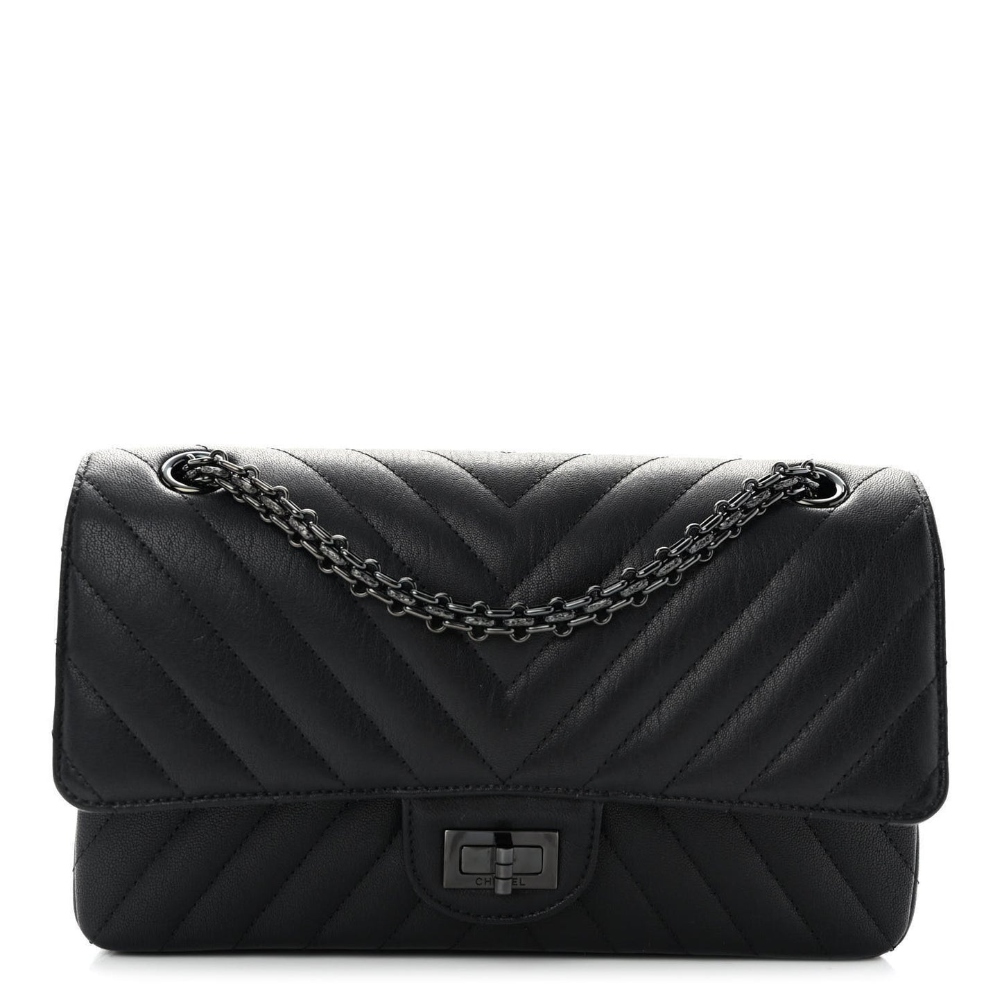 Sheepskin Chevron Quilted 2.55 Reissue 225 Double Flap So Black