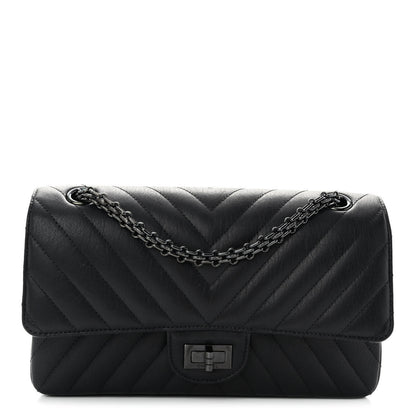 Chanel Sheepskin Chevron Quilted 2.55 Reissue 225 Double Flap So Black 1 of 13