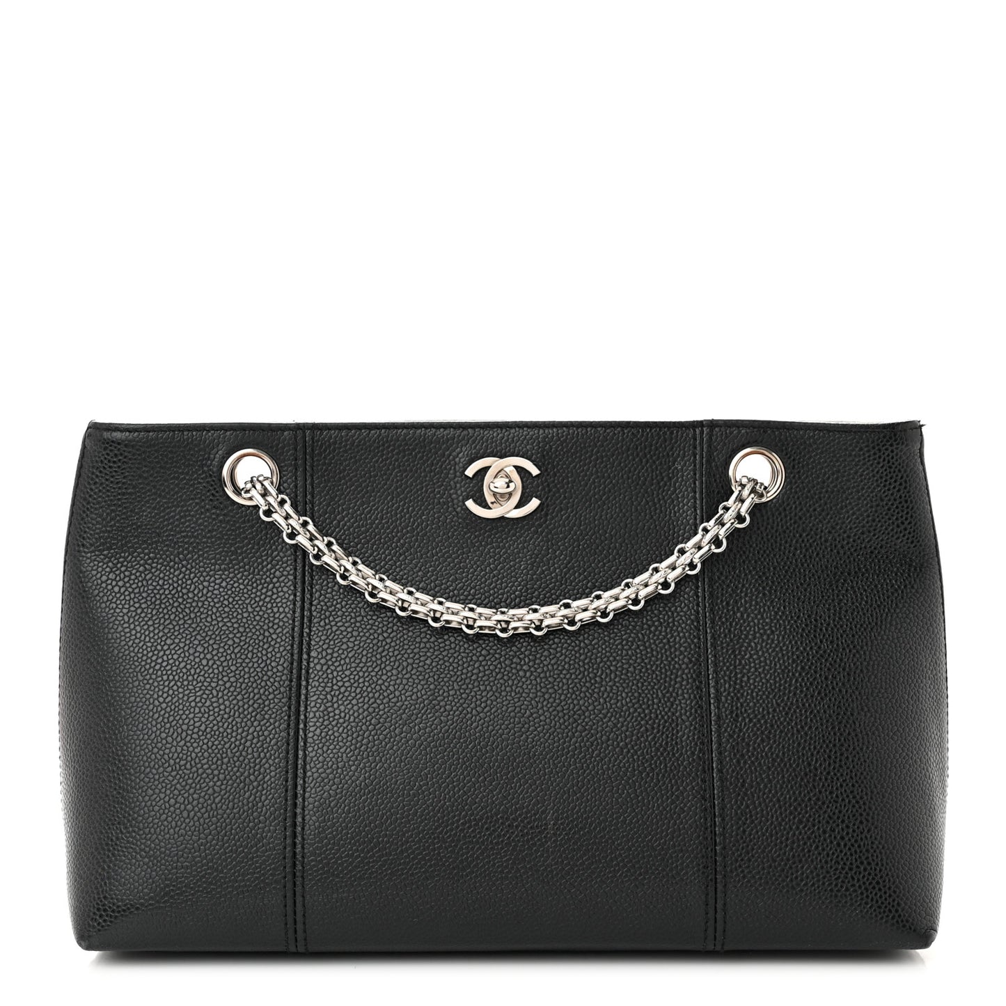 Grained Calfskin Bijoux Chain Shoulder Bag Black