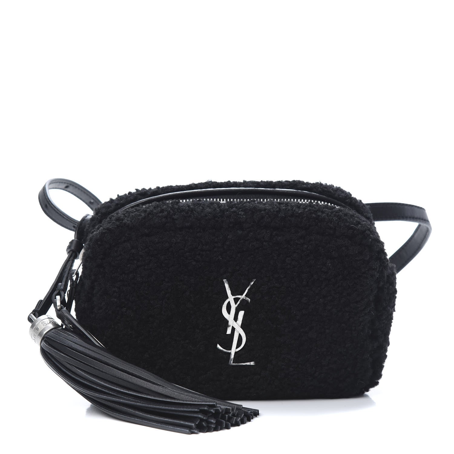 Saint Laurent Shearling Monogram Lou Belt Bag Black 1 of 10