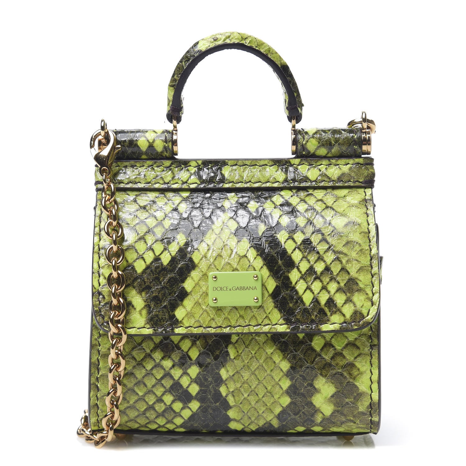 Dolce & Gabbana Elaphe Micro Miss Sicily 58 Satchel Green 1 of 9