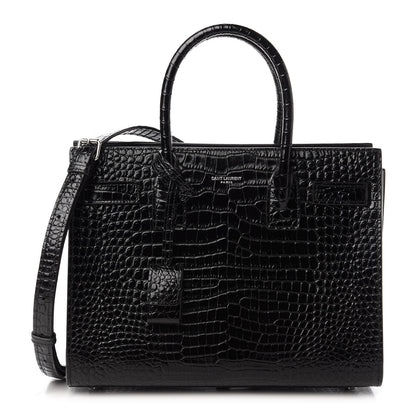 Saint Laurent Calfskin Crocodile Embossed Baby Sac De Jour Black 1 of 10