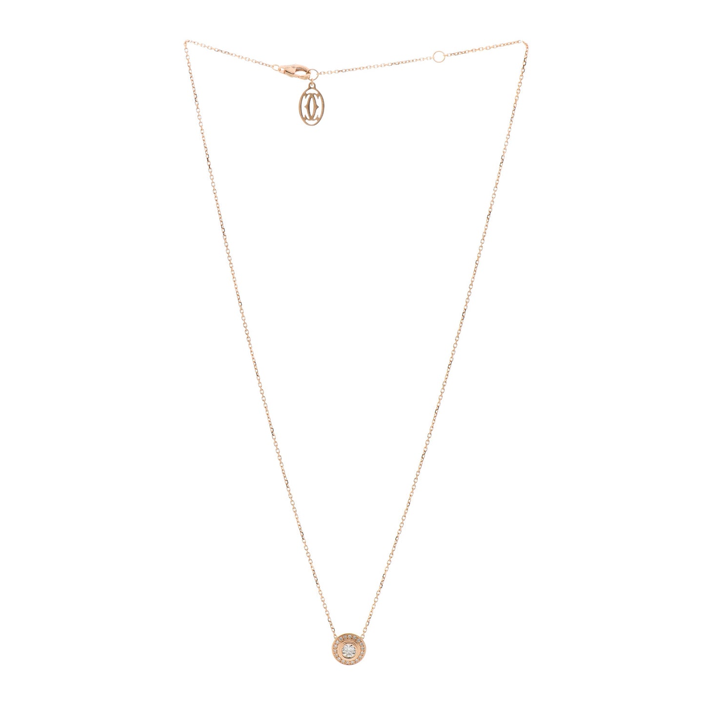 18K Pink Gold Diamond .19ct D'Amour Pave Necklace