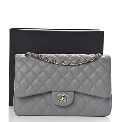Chanel Caviar Quilted Jumbo Double Flap Grey 11 of 11