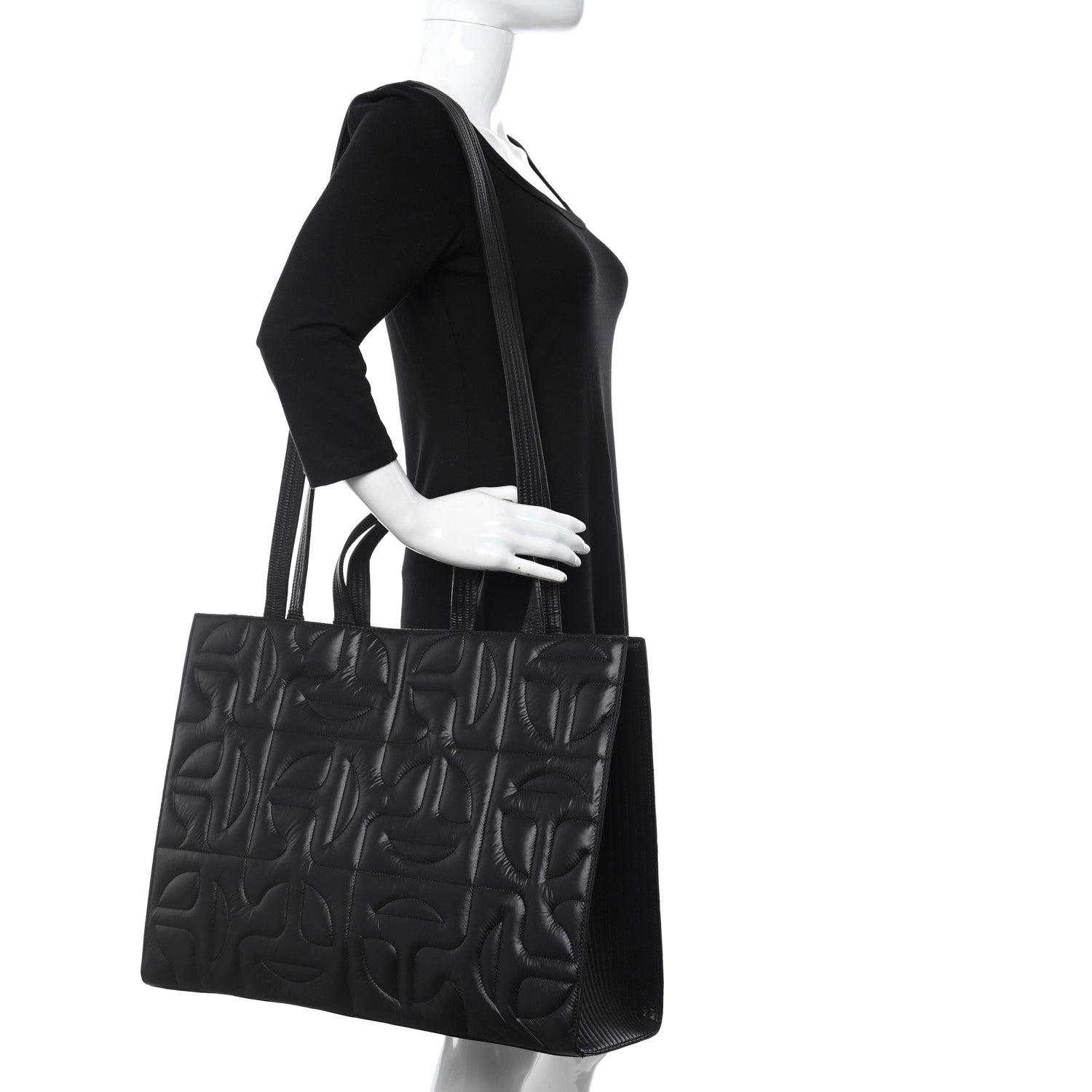 Telfar x MOOSE KNUCKLES Nylon Quilted Large Shopping Bag Black 2 of 7