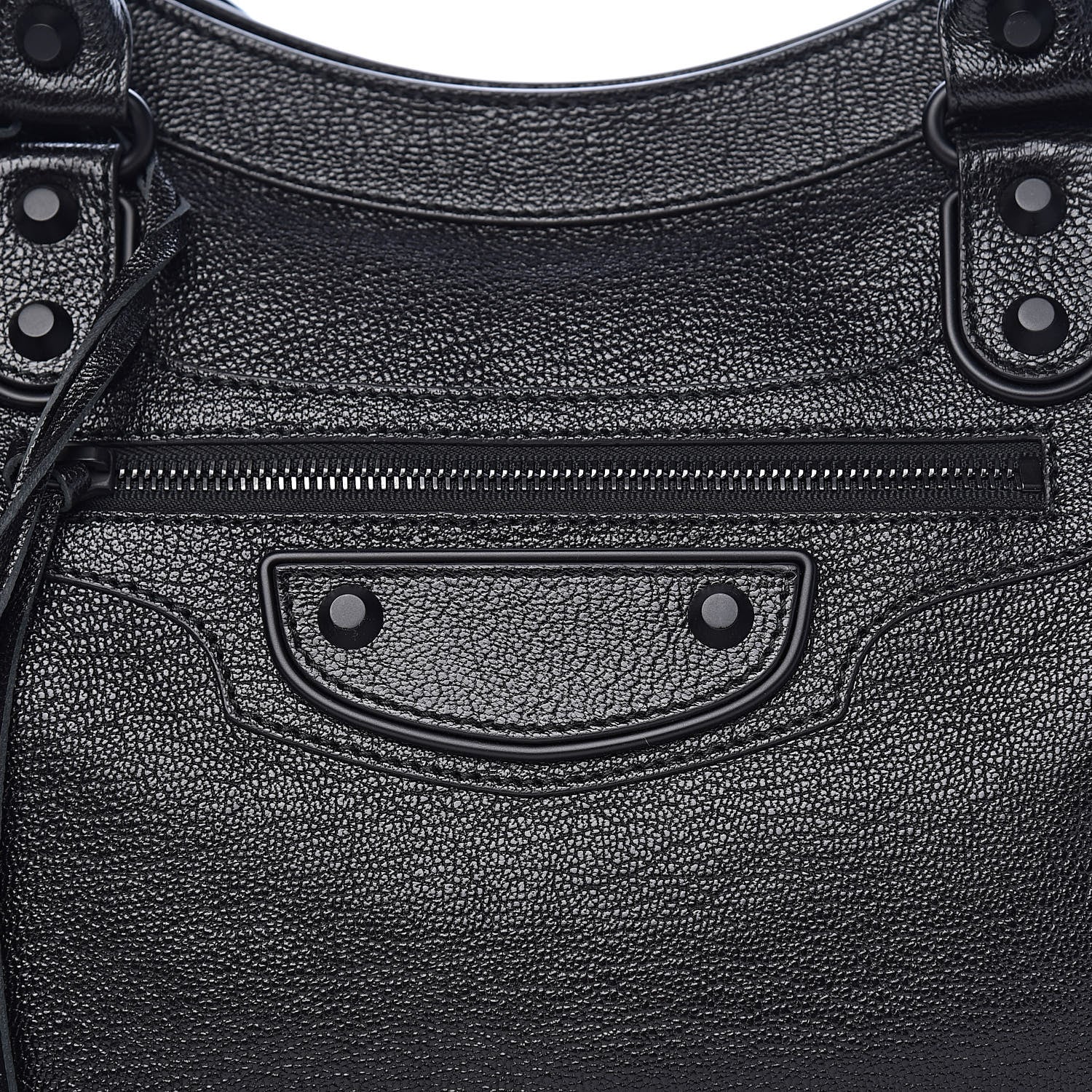Balenciaga Shiny Grained Goatskin Black Metallic Edge City Black 9 of 9