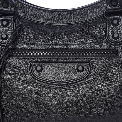 Balenciaga Shiny Grained Goatskin Black Metallic Edge City Black 9 of 9