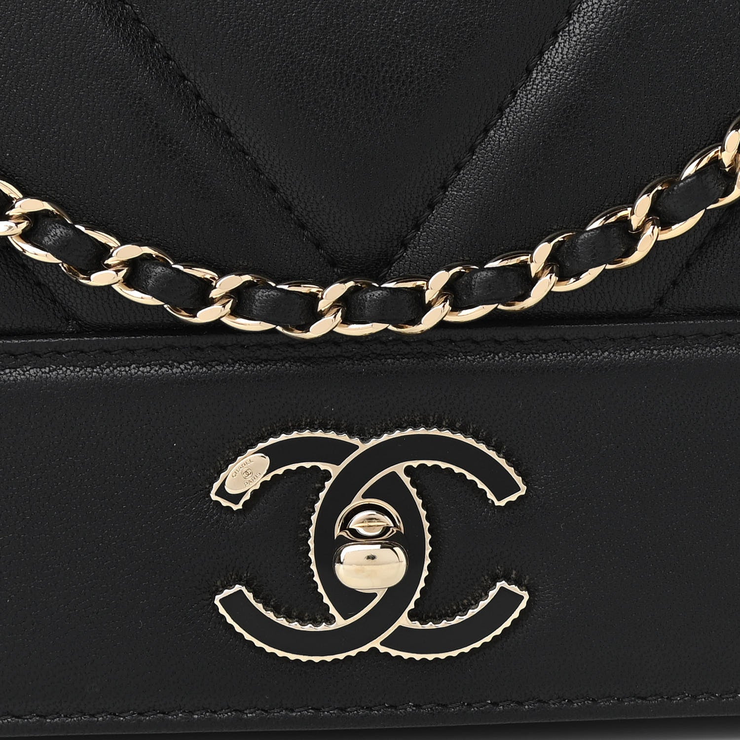 Chanel Sheepskin Chevron Quilted Medium Vintage Mademoiselle Flap Black 8 of 13