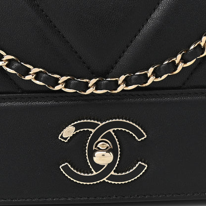 Chanel Sheepskin Chevron Quilted Medium Vintage Mademoiselle Flap Black 8 of 13