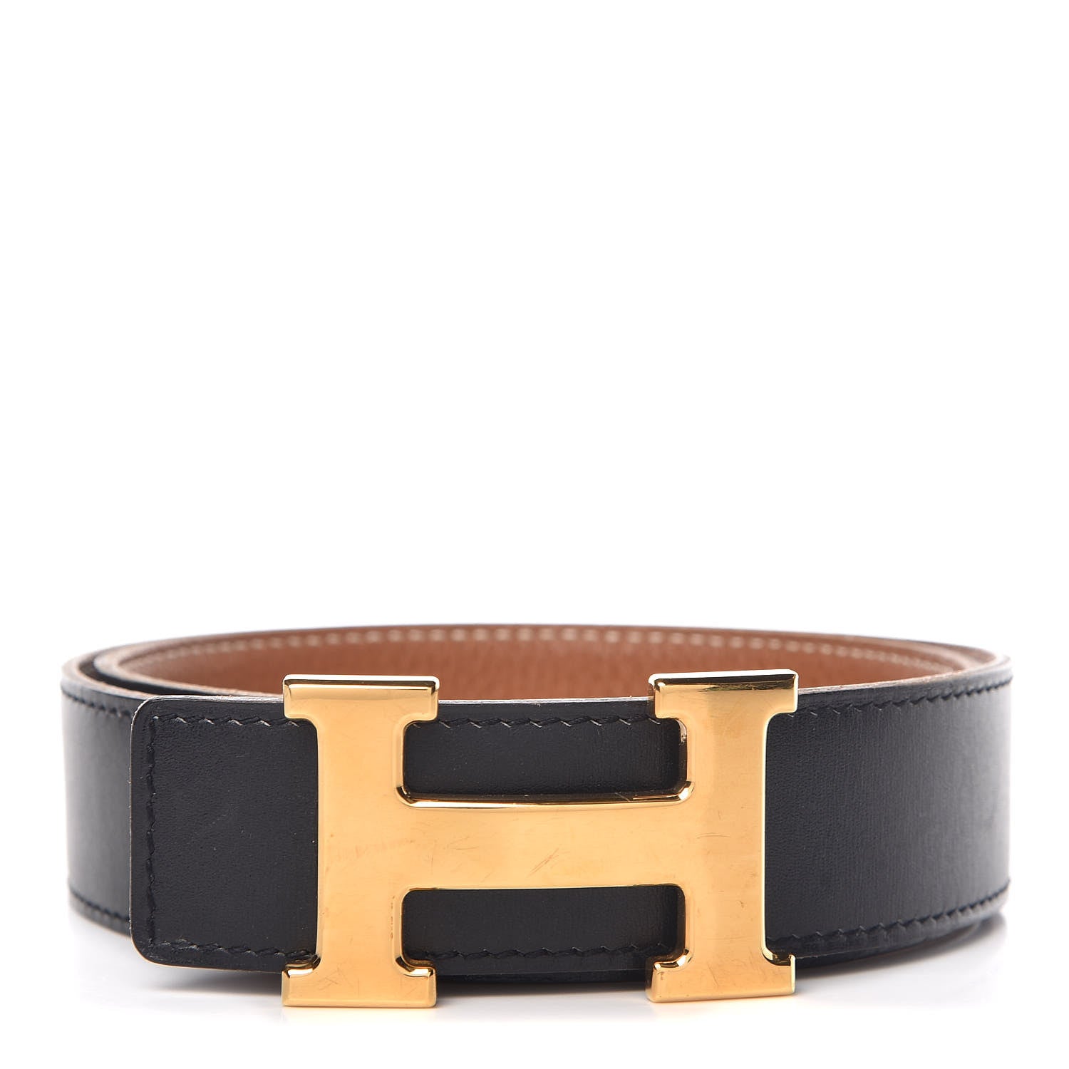 Hermes Box Togo 32mm H Belt 70 Black Gold 1 of 10