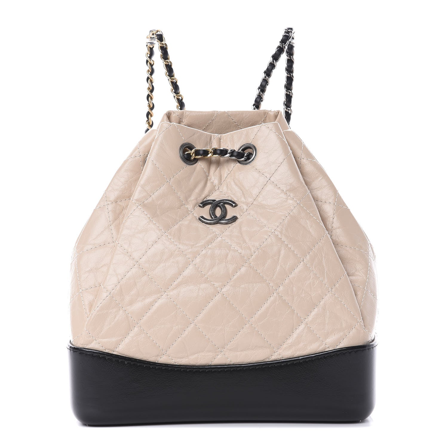 Chanel Aged Calfskin Quilted Small Gabrielle Backpack Beige Black 1 of 10