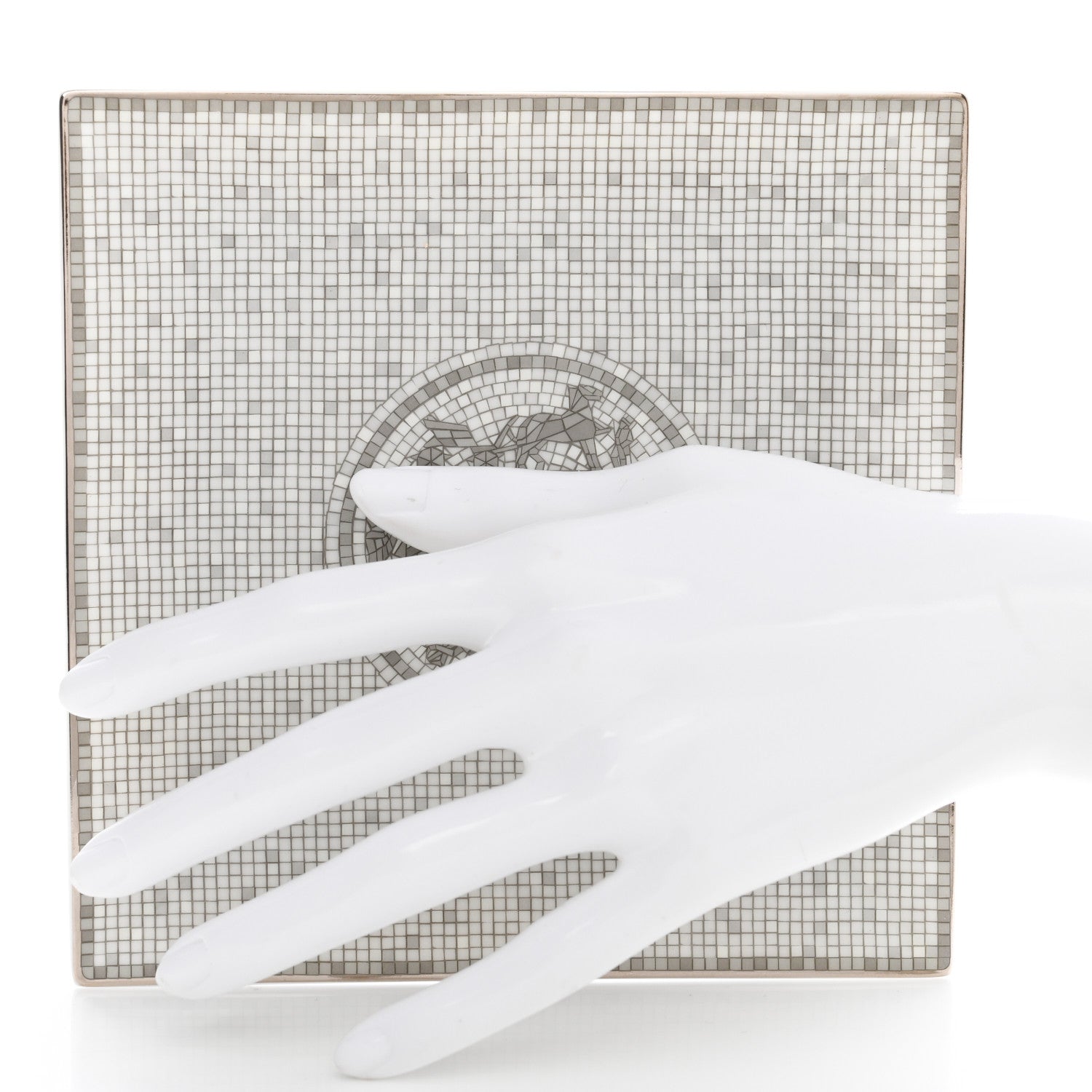 Hermes Porcelain Mosaique Au 24 Platinum Square Plate N°3 2 of 5