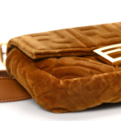 Fendi Velvet FF Embossed Hip Belt Baguette Bag Caramel 7 of 8