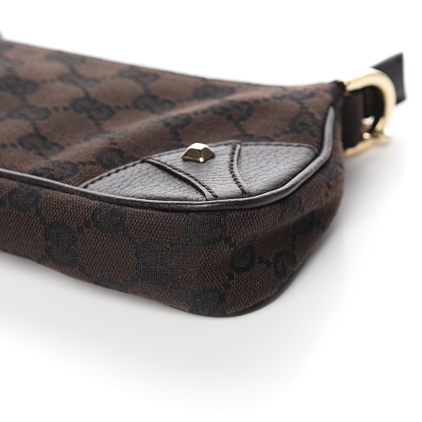 Monogram Studded Chain Clutch Dark Brown