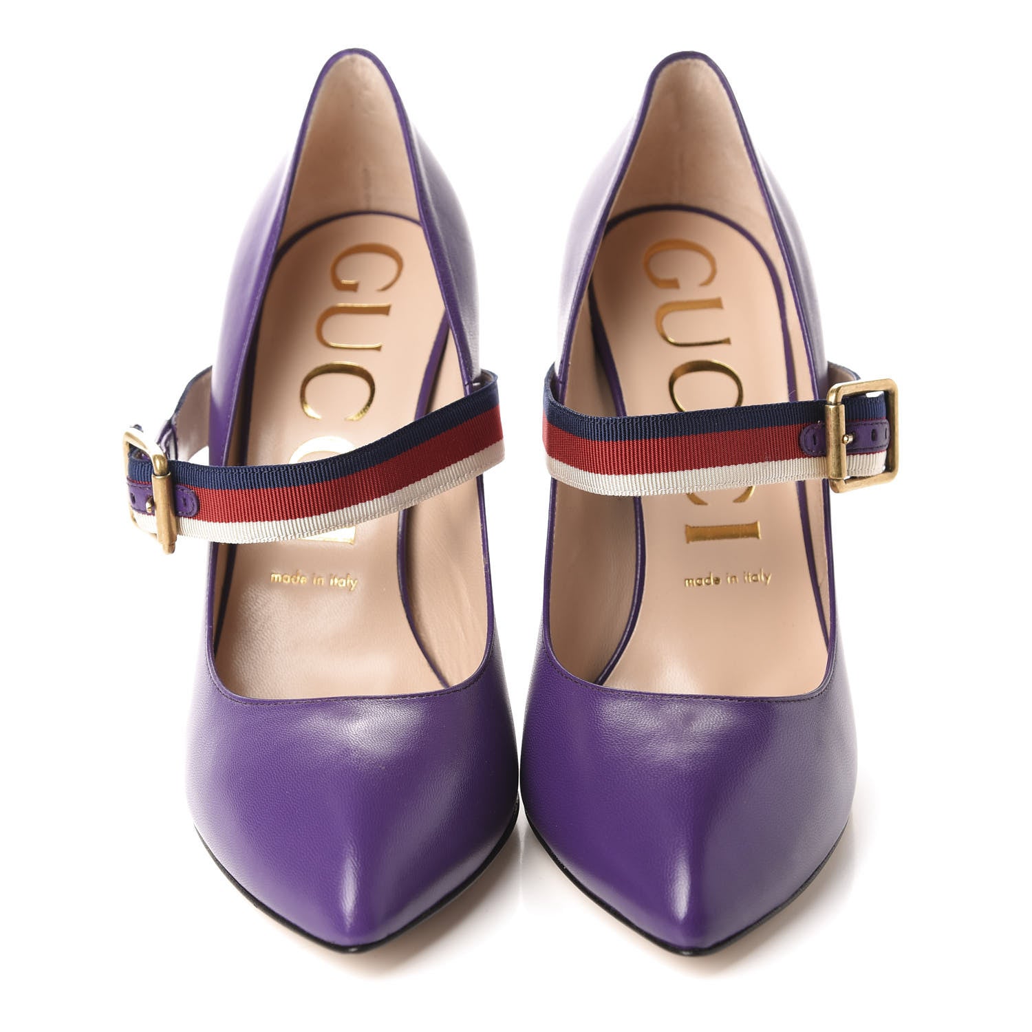 Gucci Malaga Kid Sylvie High Heel Pumps 39.5 Shine Purple 2 of 10