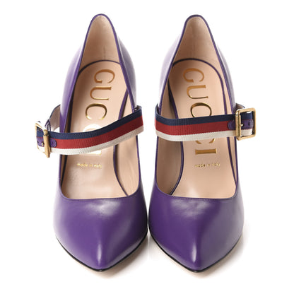 Gucci Malaga Kid Sylvie High Heel Pumps 39.5 Shine Purple 2 of 10