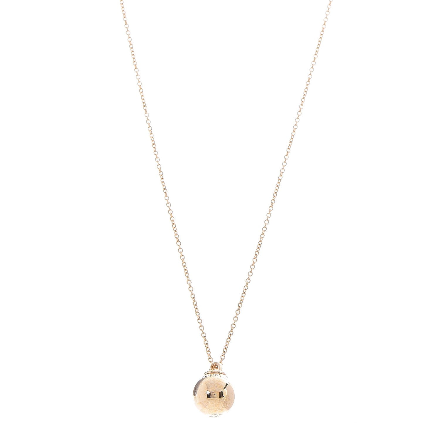 Tiffany 18K Yellow Gold 12.75mm HardWear Ball Pendant Necklace 1 of 8