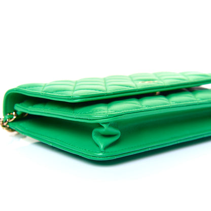 Chanel Lambskin Quilted Wallet On Chain WOC Green 6 of 17