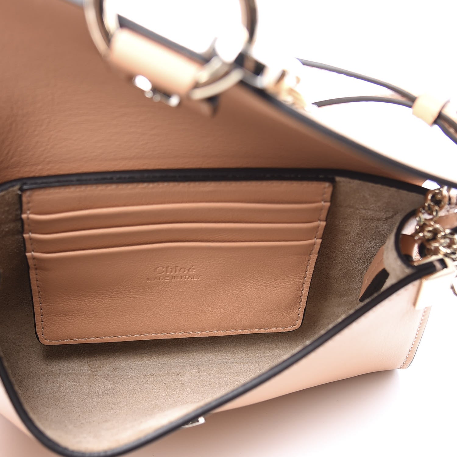 Chloe Suede Calfskin Mini Faye Shoulder Bag Milky Orange 4 of 11