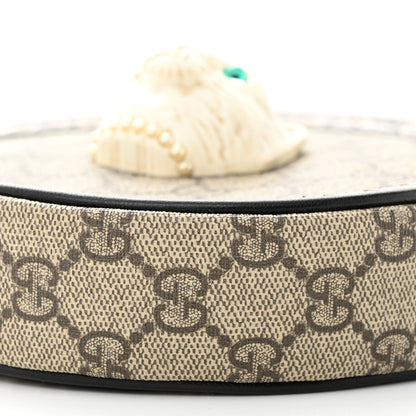 Gucci GG Supreme Monogram Patchwork Cat Round Shoulder Bag White Beige 10 of 11