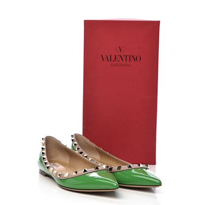 Valentino Garavani Patent Rockstud Ballerina Flats 38.5 Green Poudre 10 of 10