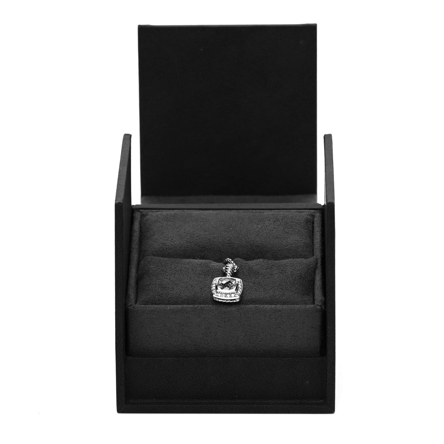 Sterling Silver Diamond White Topaz 7mm Petite Albion Pendant Necklace