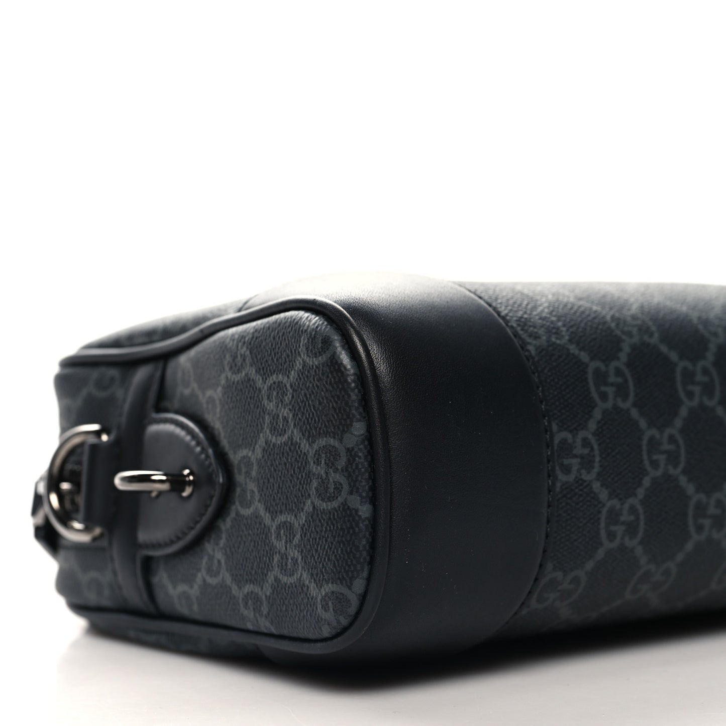 GG Supreme Monogram Textured Calfskin Emblem Small Crossbody Black