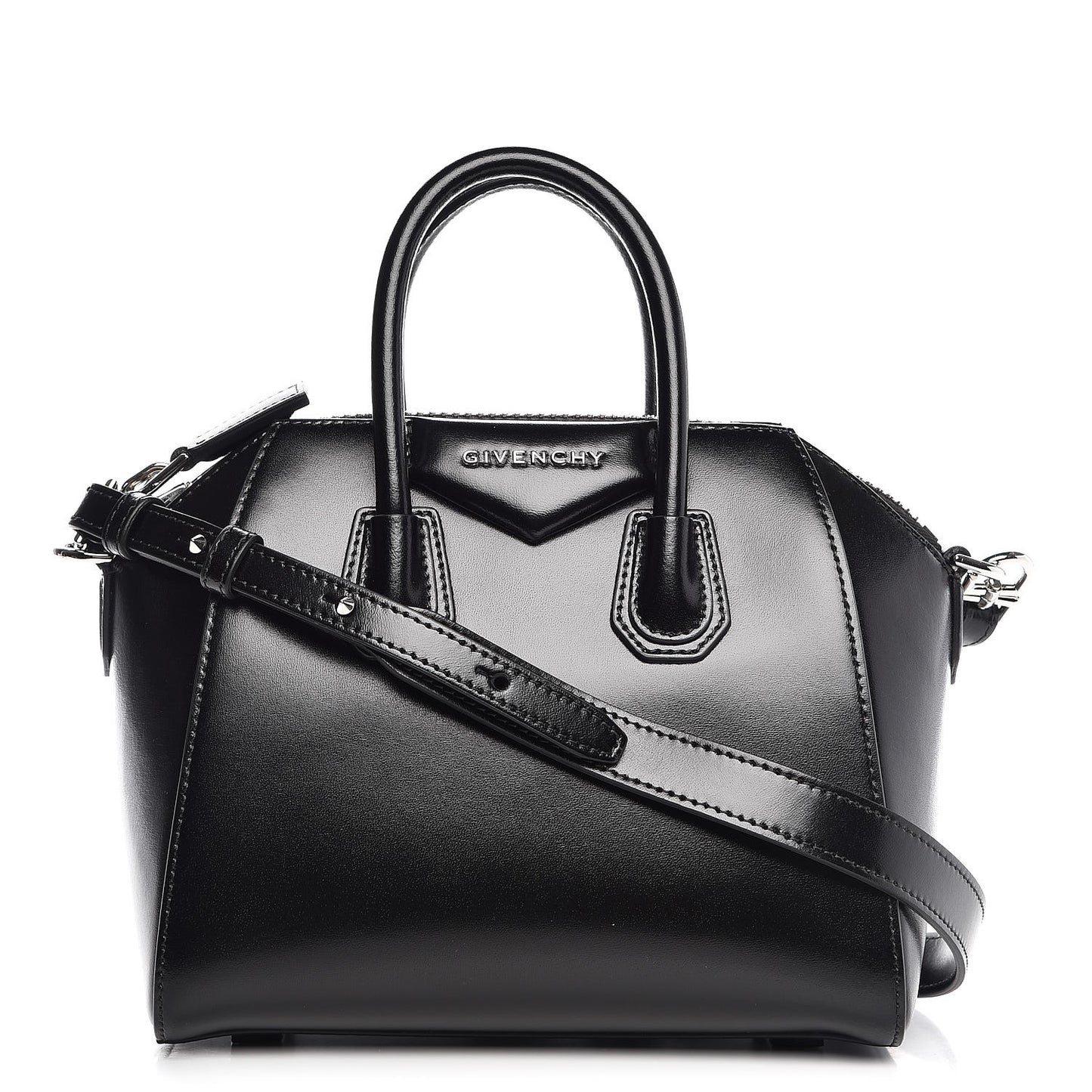 Shiny Lord Calfskin Mini Antigona Black
