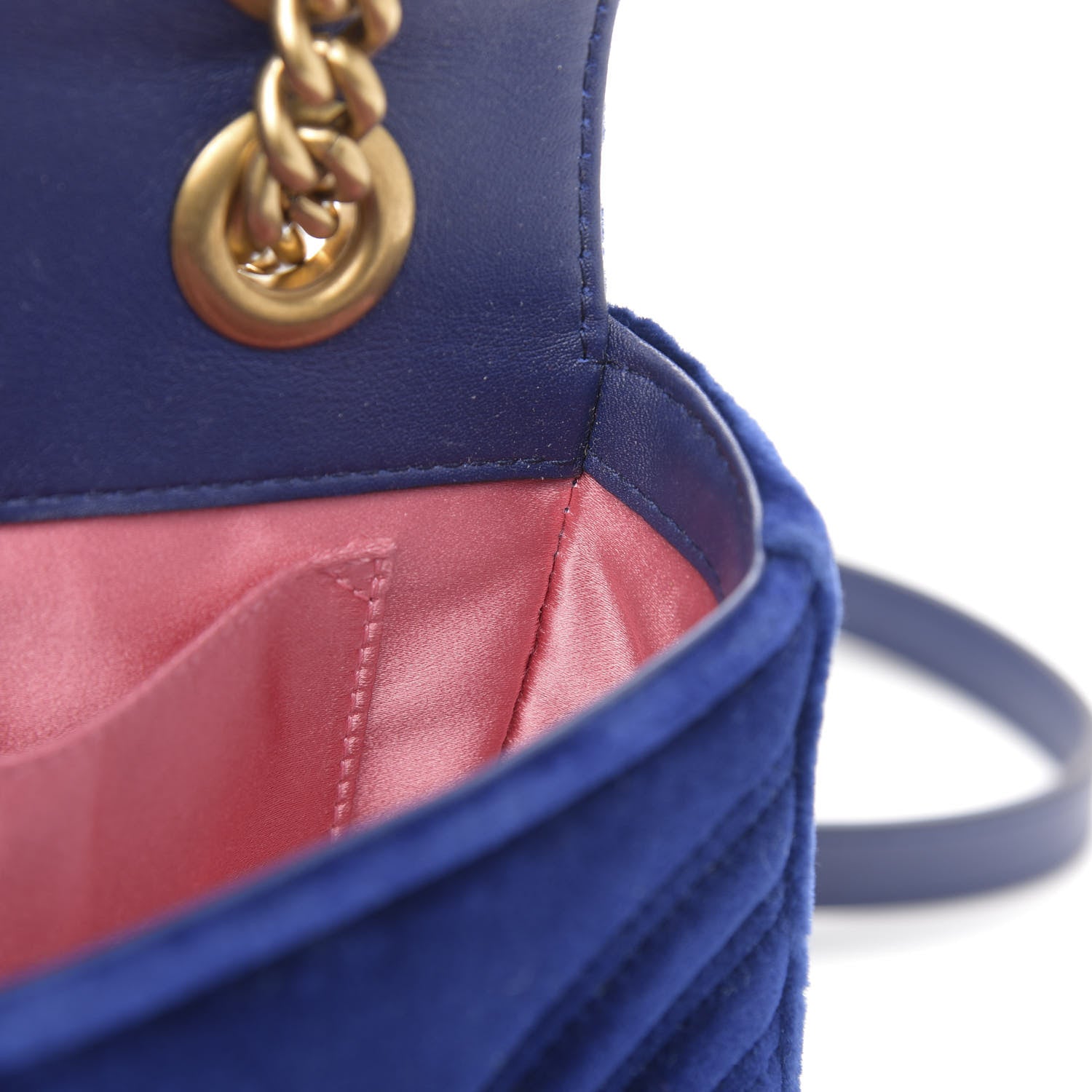 Gucci Velvet Matelasse Mini GG Marmont Shoulder Bag Cobalt Blue 12 of 13