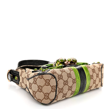 Gucci Monogram Crocodile Web Tom Ford Dragon Flap Bag Dark Brown Green 4 of 12