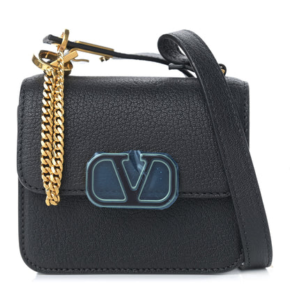 Valentino Garavani Pebbled Calfskin Micro VSling Shoulder Bag Black 1 of 8