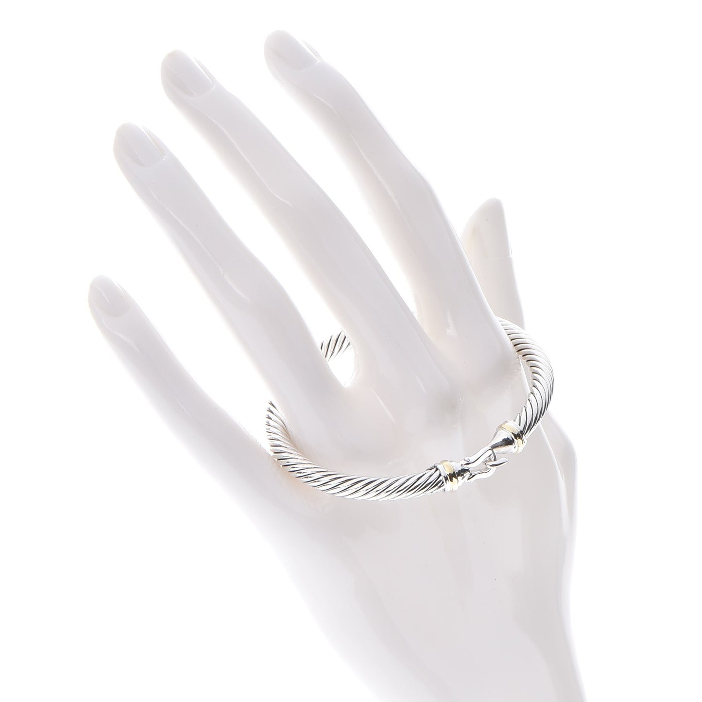 Sterling Silver 18K Yellow Gold 5mm Cable Classic Buckle Bracelet