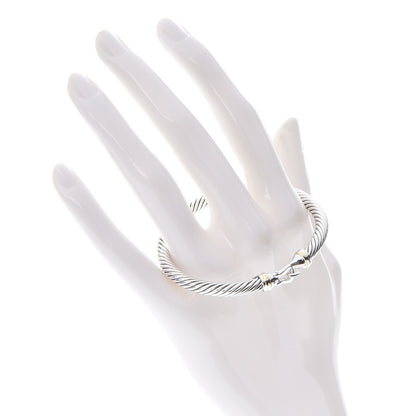 David Yurman Sterling Silver 18K Yellow Gold 5mm Cable Classic Buckle Bracelet 2 of 4