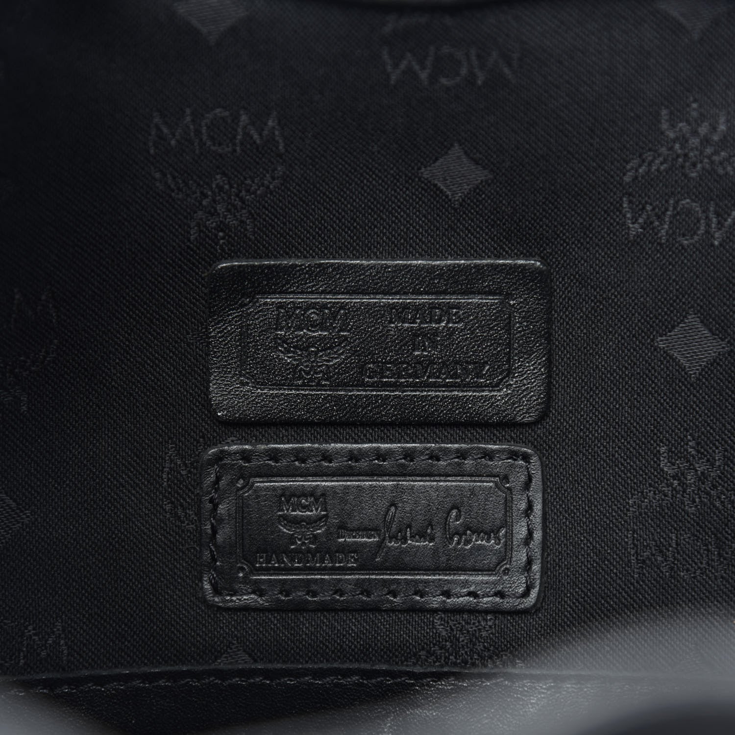 MCM Nylon Monogram Drawstring Bucket Bag Black 9 of 10