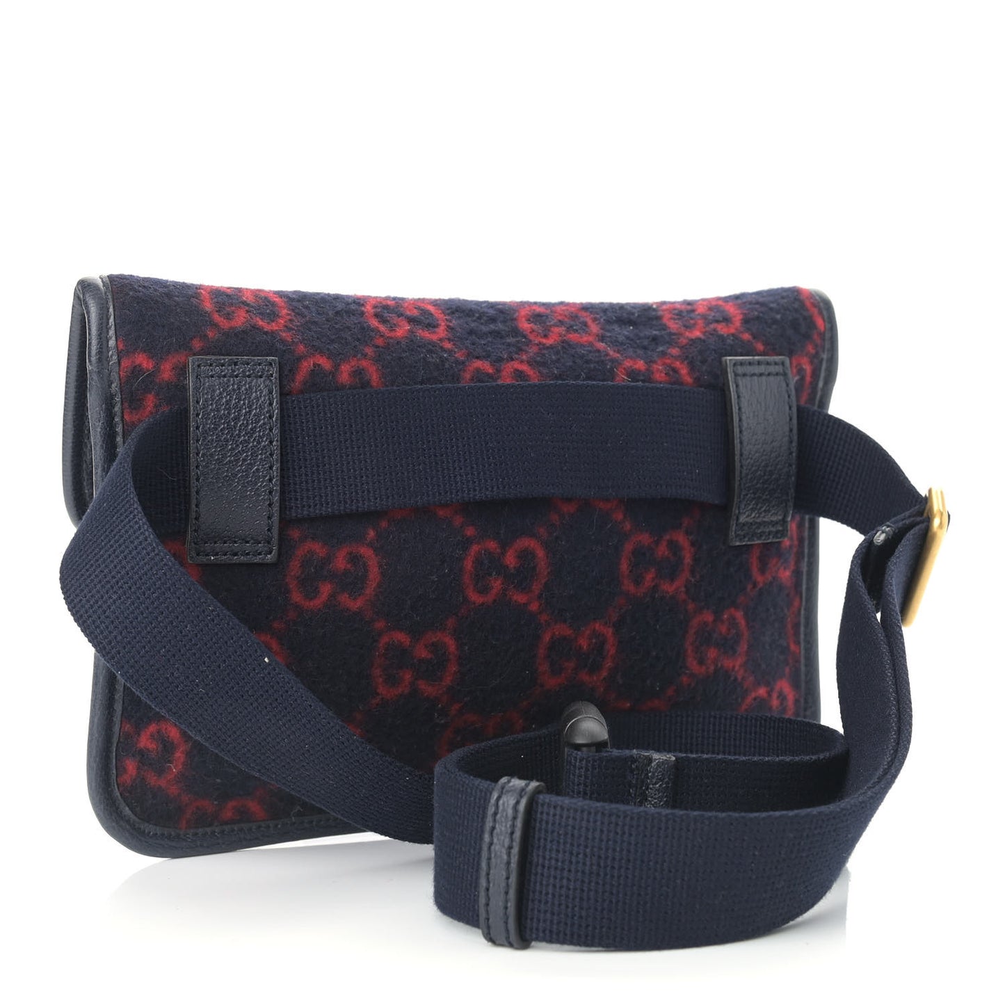 Covered Wool GG Monogram Slim Belt Bag Navy Red