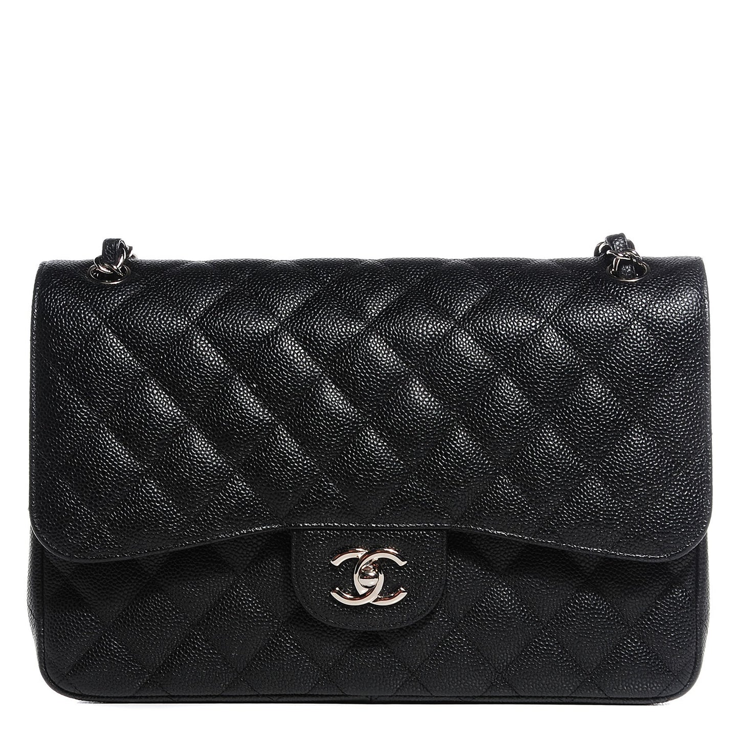 Caviar Quilted Jumbo Double Flap Black