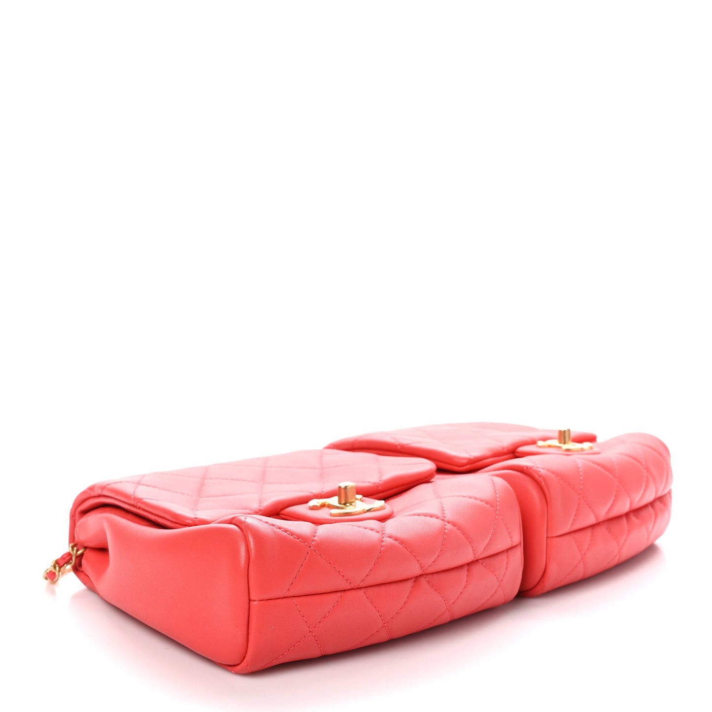 Lambskin Quilted Side-Packs Red