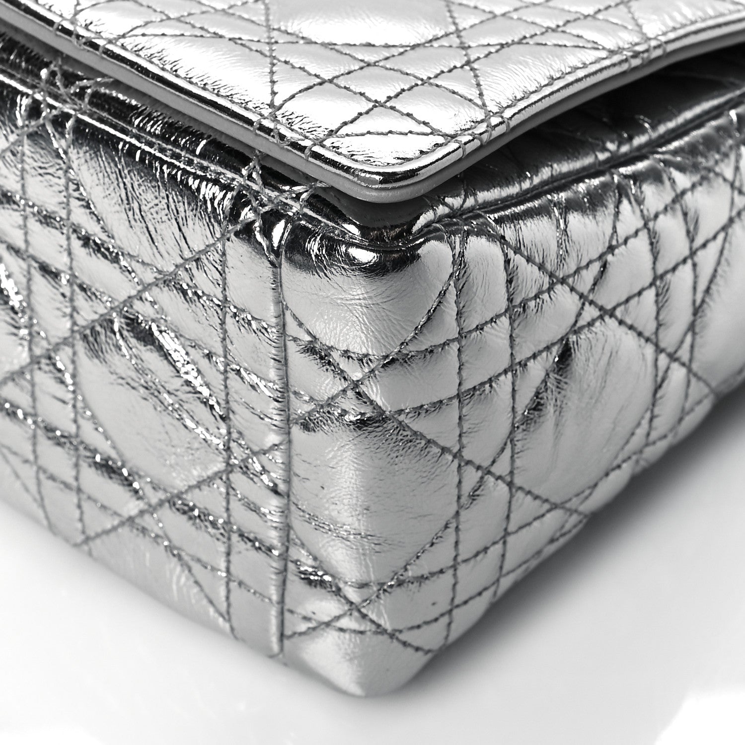 Christian Dior Metallic Calfskin Cannage Medium Caro Bag Argent 9 of 9
